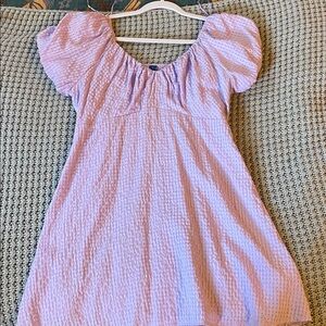 Lavender Puff Sleeve Mini Dress